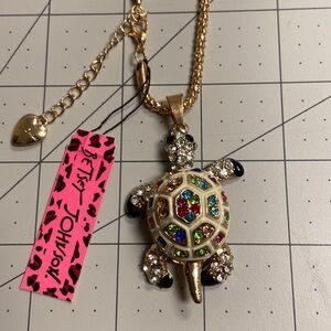 Rhinestone Turtle Betsey Johnson Pendant 27” Chain #18